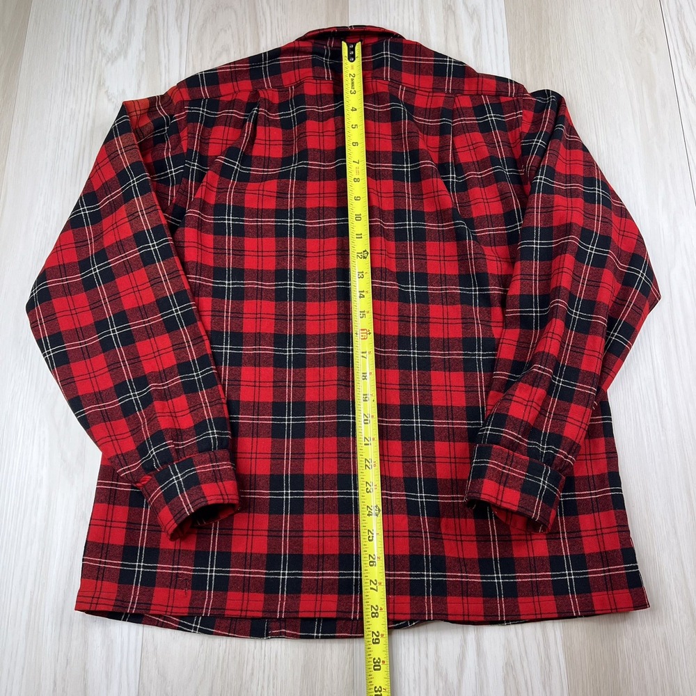 Pendleton Long Sleeve Button Up Wool Flannel Shirt Mens Size Medium Red Plaid - Picture 7 of 10